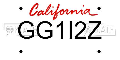 GG1I2Z California License Plate