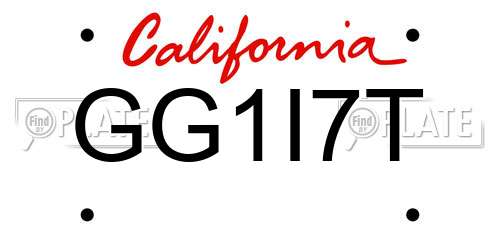 GG1I7T California License Plate