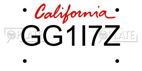 GG1I7Z California License Plate