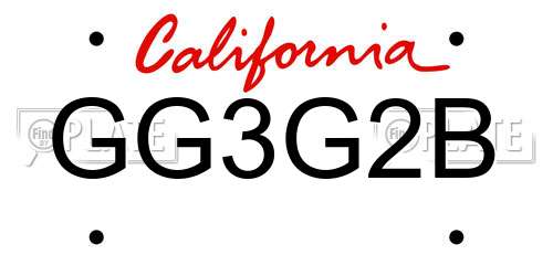GG3G2B California License Plate