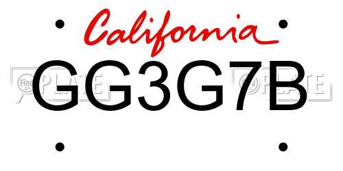 GG3G7B California License Plate