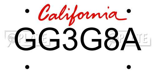 GG3G8A California License Plate