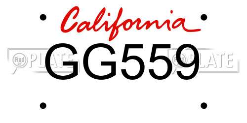 GG559 California License Plate
