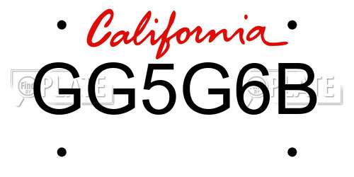 GG5G6B California License Plate