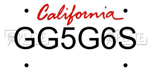 GG5G6S California License Plate