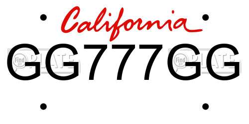 GG777GG California License Plate