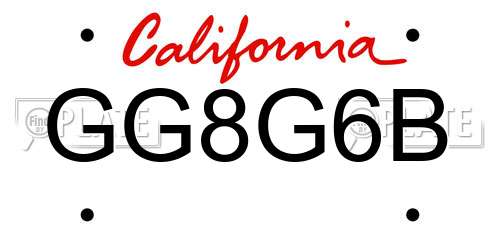 GG8G6B California License Plate
