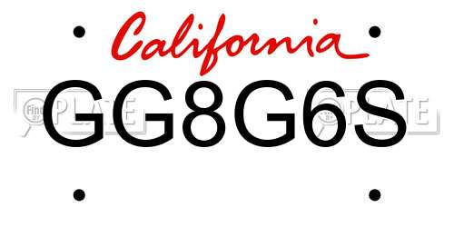 GG8G6S California License Plate
