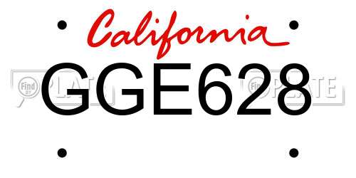 GGE628 California License Plate