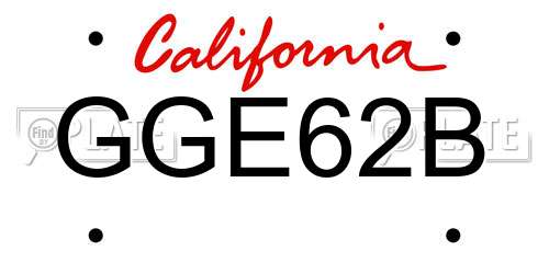 GGE62B California License Plate