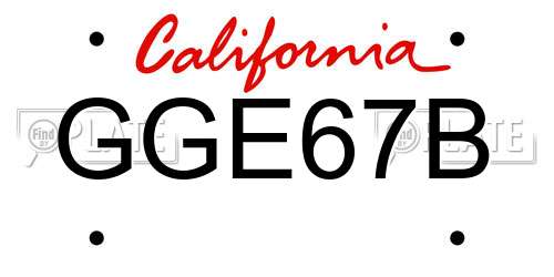 GGE67B California License Plate