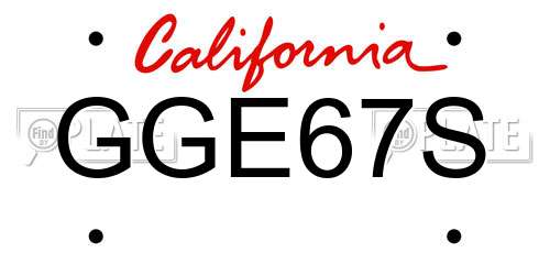 GGE67S California License Plate