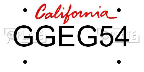 GGEG54 California License Plate