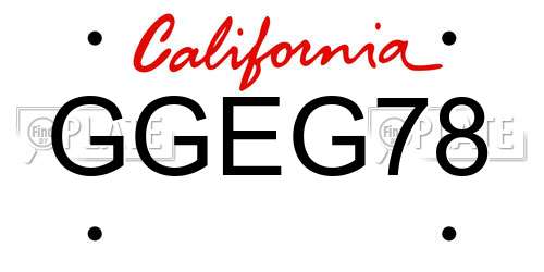 GGEG78 California License Plate