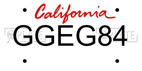 GGEG84 California License Plate