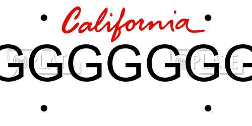 GGGGGGG California License Plate