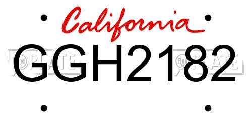 GGH2182 California License Plate