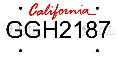 GGH2187 California License Plate