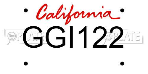 GGI122 California License Plate