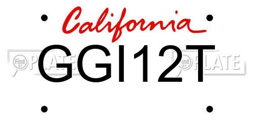GGI12T California License Plate