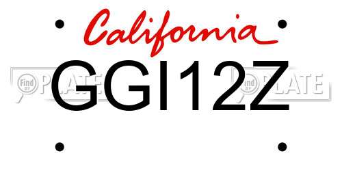 GGI12Z California License Plate