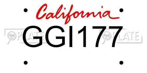 GGI177 California License Plate