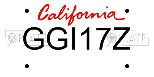 GGI17Z California License Plate