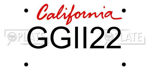 GGII22 California License Plate