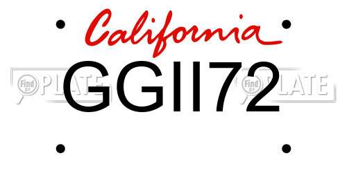 GGII72 California License Plate