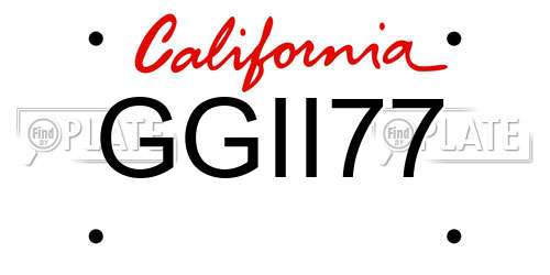 GGII77 California License Plate
