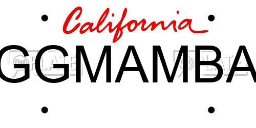 GGMAMBA California License Plate