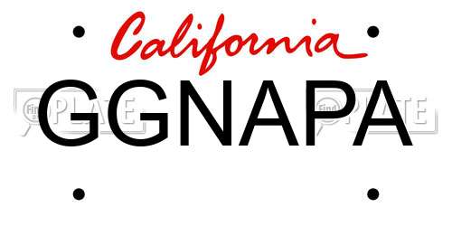 GGNAPA California License Plate