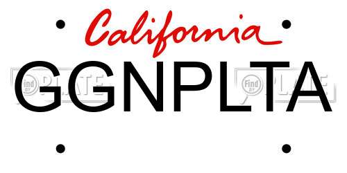 GGNPLTA California License Plate