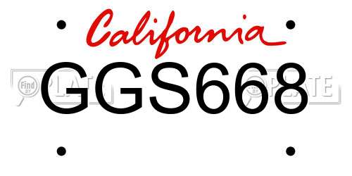 GGS668 California License Plate