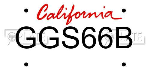 GGS66B California License Plate