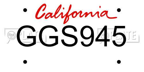 GGS945 California License Plate