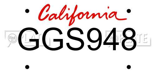 GGS948 California License Plate