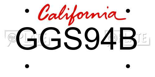 GGS94B California License Plate