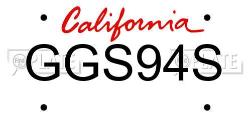 GGS94S California License Plate