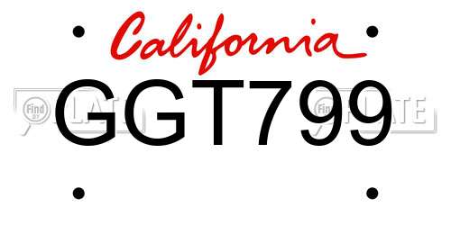 GGT799 California License Plate