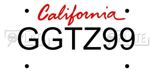 GGTZ99 California License Plate