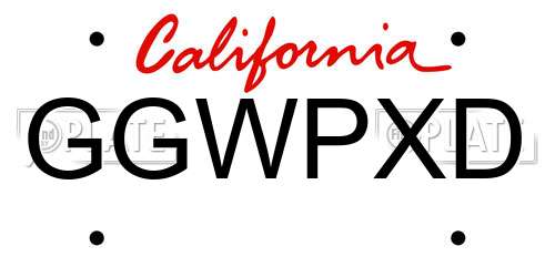 GGWPXD California License Plate