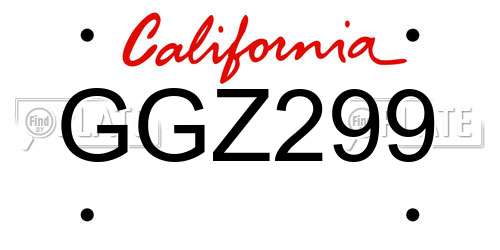GGZ299 California License Plate