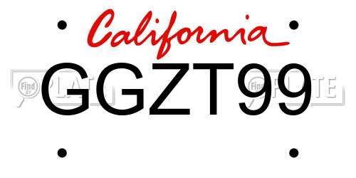 GGZT99 California License Plate