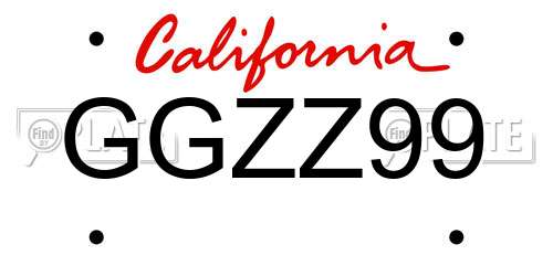 GGZZ99 California License Plate