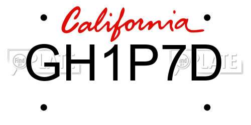 GH1P7D California License Plate