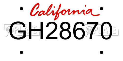 GH28670 California License Plate