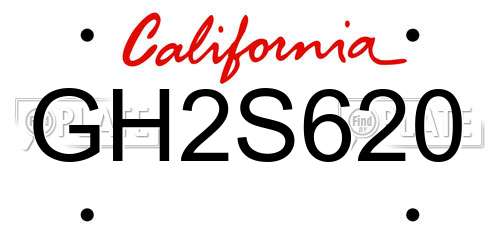 GH2S620 California License Plate