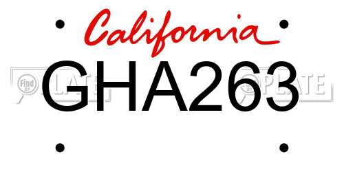 GHA263 California License Plate