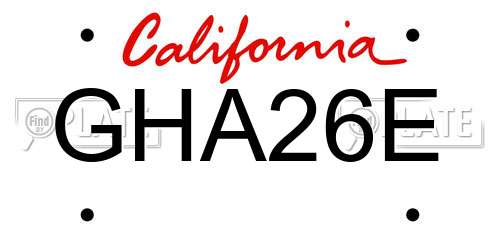 GHA26E California License Plate